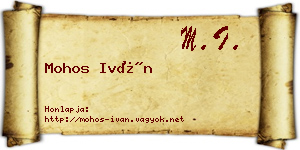 Mohos Iván névjegykártya